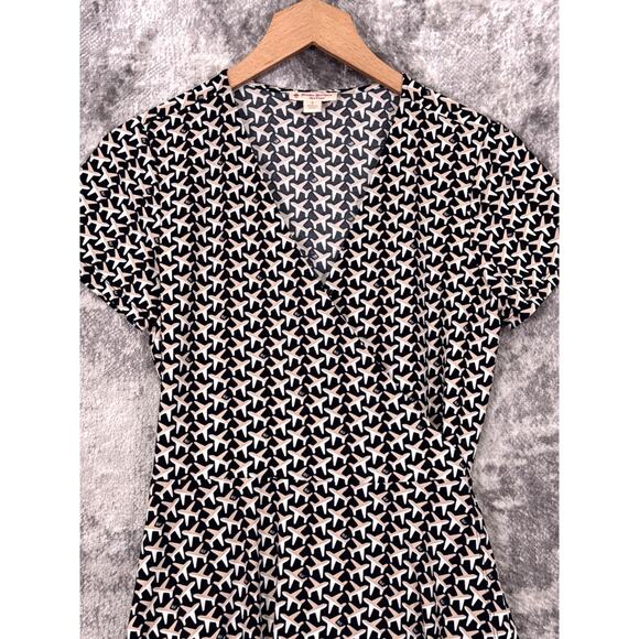 Brooks Brothers Red Fleece Dress Small Womens Airplane Print Wrap Jersey Stretch - Picture 2 of 8